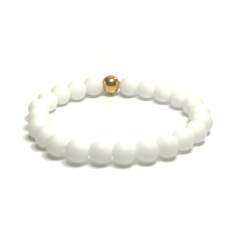 Agate white matte bracelet elastic natural stone, bead 8 mm / 16-17cm, provides peace and tranquility