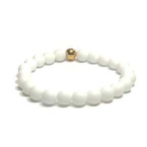 Agate white matte bracelet elastic natural stone, bead 8 mm / 16-17cm, provides peace and tranquility