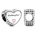Charm Sterling silver 925 Heart christening charm - godmother, bead on bracelet family