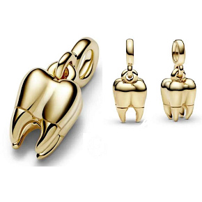 Charm Sterling Silver 925 Gold Tooth - Mini Medallion, Pendant Bracelet Interests