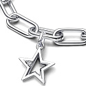Charm Sterling silver 925 Glittering Star - Mini medallion, space bracelet pendant