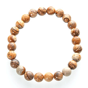 Jasper picture bracelet elastic natural stone, ball 8 mm / 19 cm, stone of positive energy Jasper picture bracelet elastic natural stone, ball 8 mm / 19 cm, stone of positive energy