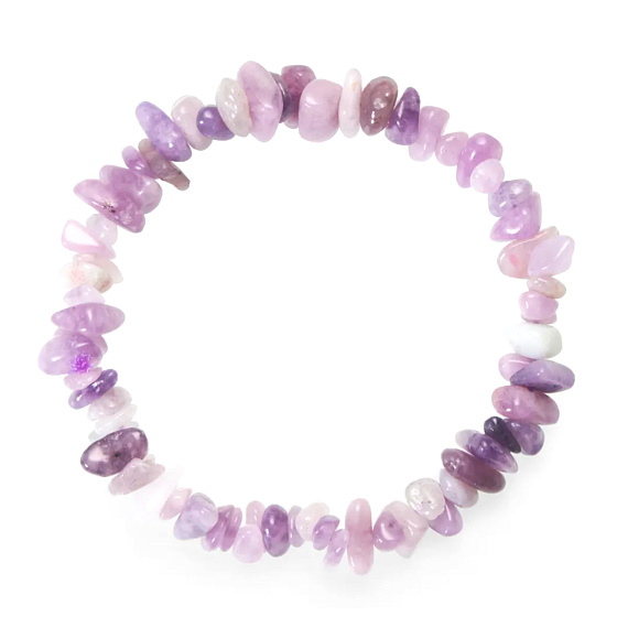 Lepidolite bracelet elastic chopped natural stone 19 cm, amulet of athletes