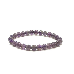 Amethyst bracelet elastic natural stone, ball 8 mm / 16 - 17 cm, stone of kings and bishops