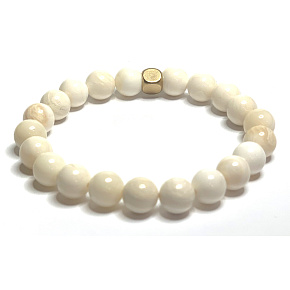 Ivory elastic bracelet made of natural ivory, ball 8 mm / 16 - 17 cm