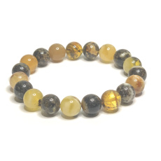 Amber bracelet elastic natural, ball 8 mm / 16 - 17 cm, solidified sunlight