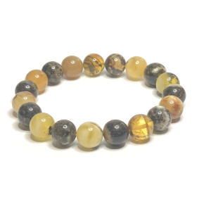 Amber bracelet elastic natural, ball 8 mm / 16 - 17 cm, solidified sunlight