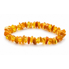 Amber Baltic honey / gold bracelet elastic chopped natural, 16 - 17 cm, solidified sunlight