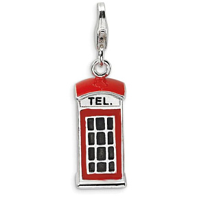 Sterling Silver 925 London Telephone Red Phone Booth 3D, Travel Pendant Bracelet Sterling Silver 925 London Telephone Red Phone Booth 3D, Travel Pendant Bracelet