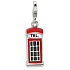 Sterling Silver 925 London Telephone Red Phone Booth 3D, Travel Pendant Bracelet