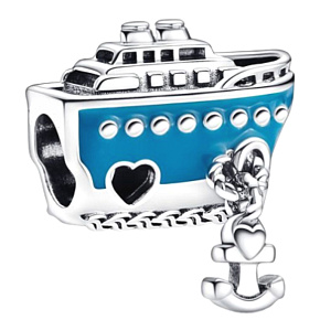 Charm Sterling silver 925 Cruise ship mooring bead on travel bracelet