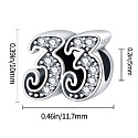 Charm Sterling silver 925, 33 anniversary, bead for bracelet