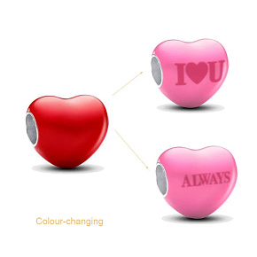 Charm Sterling silver 925 Thermo - Heart color changing and inscription, bead on bracelet love
