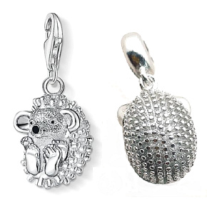 Charm Sterling silver 925 Hedgehog, lobster clasp animal bracelet pendant