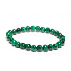 Malachite bracelet elastic natural stone, ball 6 mm / 16 - 17 cm, wishing stone