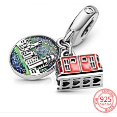 Sterling silver 925 Hong Kong Peak Tram Dangle, 2in1 travel bracelet pendant