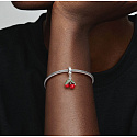Sterling silver 925 Asymmetrical cherries, pendant for bracelet, food and drink