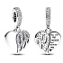 Charm Sterling Silver 925 Heart and Angel, You Left My World.. 2-in-1 pendant for bracelet, family