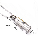 Commemorative urn pendant, Hollow tube waterproof, stainless steel, 12 x 48 mm + chain 60 cm