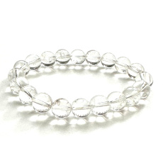 Azeztulite crystal bracelet elastic natural stone, bead 10 - 10,8 mm / 16 - 17 cm, high frequency energy
