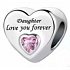 Charm Sterling Silver 925 Daughter Loves You Forever Heart, Bead for Family Bracelet
