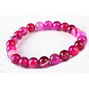 Agate pink lace bracelet elastic natural stone, ball 6 mm / 16 - 17 cm