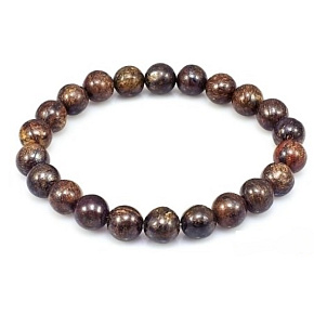 Bronzite bracelet elastic natural stone, ball 8 mm / 16 - 17 cm, highly protective stone