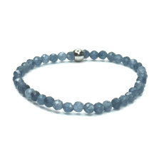 Sapphire facet bracelet elastic natural stone, ball 4 mm / 16 - 17 cm, stone of wisdom, truth and intuition