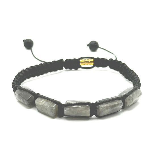 Labradorite bracelet natural stone, hand knitted, adjustable size, stone transformation