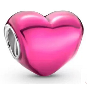 Charm Sterling silver 925 Metallic pink heart bead bracelet, love