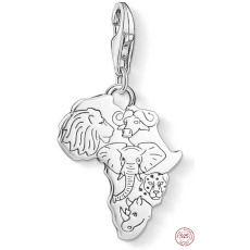 Charm Sterling silver 925 Africa, 5 continents in the form of rulers of the animal kingdom, lobster clasp pendant on travel bracelet Charm Sterling silver 925 Africa, 5 continents in the form of rulers of the animal kingdom, lobster clasp pendant on travel bracelet