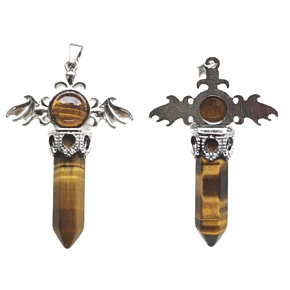 Tiger's eye cross made of alloy and natural stone 5.3 x 3.7 x 12 mm, stone of the sun and earth, brings luck and wealth Tiger's eye cross made of alloy and natural stone 5.3 x 3.7 x 12 mm, stone of the sun and earth, brings luck and wealth