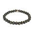 Black agate with royal mantra Om elastic bracelet natural stone, 6 mm bead / 16 - 17 cm, provides courage and strength