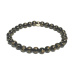Black agate with royal mantra Om elastic bracelet natural stone, 6 mm bead / 16 - 17 cm, provides courage and strength