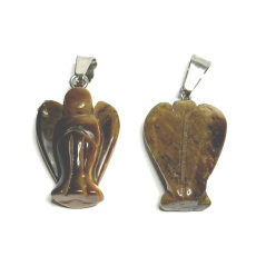 Tiger Eye Angel guardian pendant natural stone hand cut 2 - 2,2 cm, stone of the sun and earth, brings luck and wealth