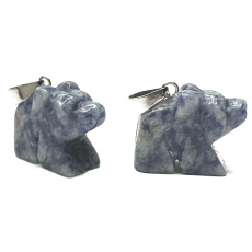 Sodalite Bear pendant natural stone, hand cut figurine 1,8 x 2,5 x 8 mm, stone communication