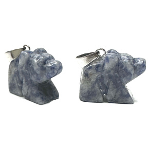 Sodalite Bear pendant natural stone, hand cut figurine 1,8 x 2,5 x 8 mm, stone communication
