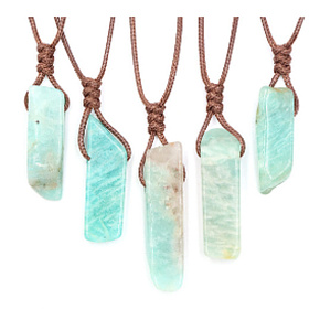 Amazonite pendant adjustable size, stone approx. 3,5 - 5 cm, rope adjustable size approx. 60 - 70 cm, stone of hope Amazonite pendant adjustable size, stone approx. 3,5 - 5 cm, rope adjustable size approx. 60 - 70 cm, stone of hope