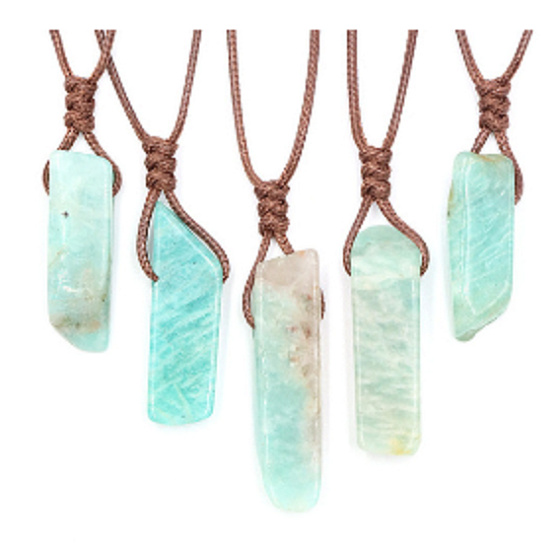 Amazonite pendant adjustable size, stone approx. 3,5 - 5 cm, rope adjustable size approx. 60 - 70 cm, stone of hope