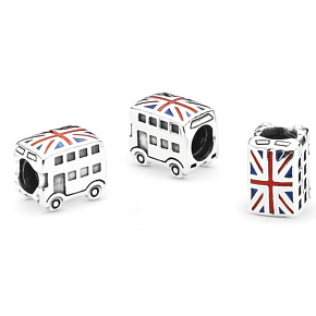 Sterling silver 925 London Doubledecker bus, travel bracelet bead
