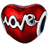 Charm Sterling Silver 925 Red Heartbeat Love, Love Bead Bracelet