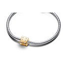 Charm Sterling silver 925 Gold plated cube + artificial zircon, bead on bracelet symbol