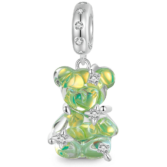 Charm Sterling Silver 925 Bear Green Fantastic Dream, Animal Bracelet Pendant