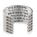 Stainless steel bracelet silver with engraving Just enough, open cuff, 4 mm