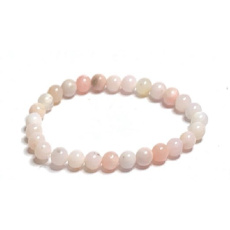 Opal pink bracelet elastic natural stone, ball 6 mm / 16-17 cm, stone of queen, attraction, female intuition and beauty