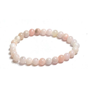 Opal pink bracelet elastic natural stone, ball 6 mm / 16-17 cm, stone of queen, attraction, female intuition and beauty