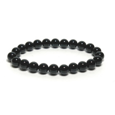 Onyx black bracelet elastic natural stone, ball 8 mm / 16-17 cm, life force stone