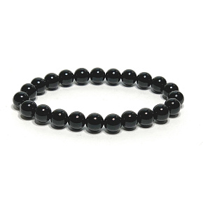 Onyx black bracelet elastic natural stone, ball 8 mm / 16-17 cm, life force stone