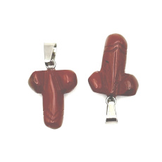Jasper red Penis for luck, pendant natural stone hand cut approx. 11 x 22 mm, full care stone