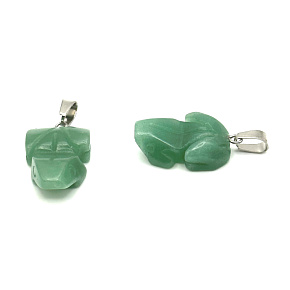 Avanturine green Frog for luck pendant natural stone approx. 20 x 15 mm, lucky stone